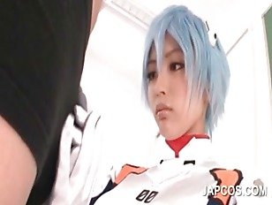 Asian cosplay sex video with hot superwoman rubbing dick
