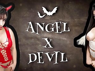 jerk off conquest JOI pretty angel and gorgeous devil cosplay teasing to get your cum which one will you choose??